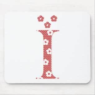 Alfombrilla De Ratón Letra del patrón de flor I (rojo)