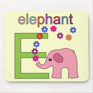 Alfombrilla De Ratón Letra E de elefante