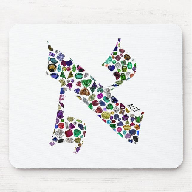 Alfombrilla De Ratón Letra hebrea ALEF hecha con guijarros (Frente)
