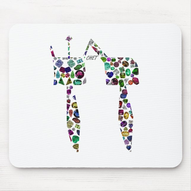 Alfombrilla De Ratón Letra hebrea 'CHET' hecha con diamantes y gemas (Frente)