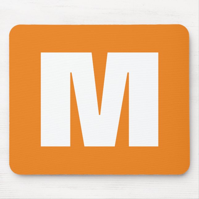 Alfombrilla De Ratón Letra inicial monograma estilo moderno Naranja bla (Frente)