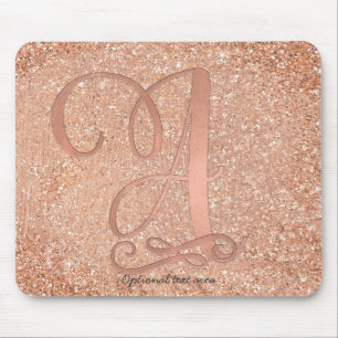 Alfombrilla De Ratón Letra Inicial Personalizada A de Rosa Dorado Glam