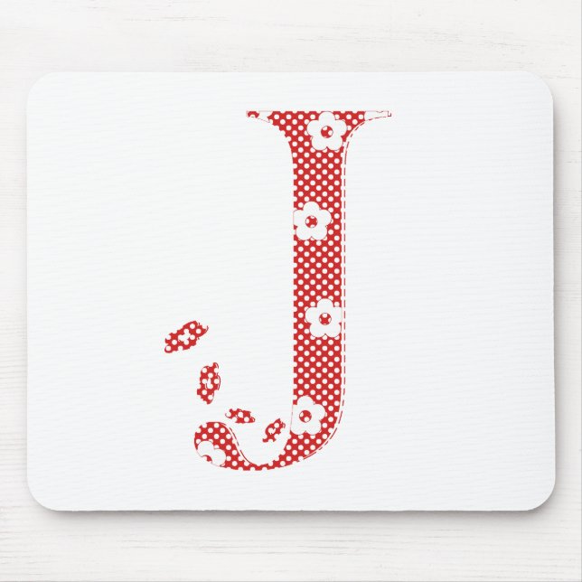 Alfombrilla De Ratón Letra J del patrón de flor (rojo) (Frente)