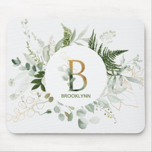 Alfombrilla De Ratón Letra monograma B Fern & Suculent Mouse Pad