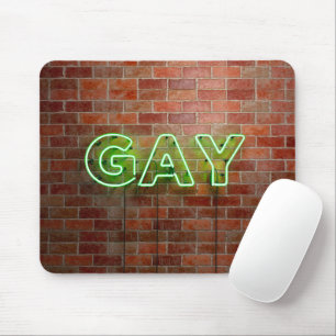 Alfombrilla De Ratón Letrero gay neon de SlipperyJoe's ladrillos verdes
