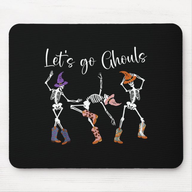 Alfombrilla De Ratón Let's Go Ghouls Dancing Skeleton Cowboy Western Ha (Frente)