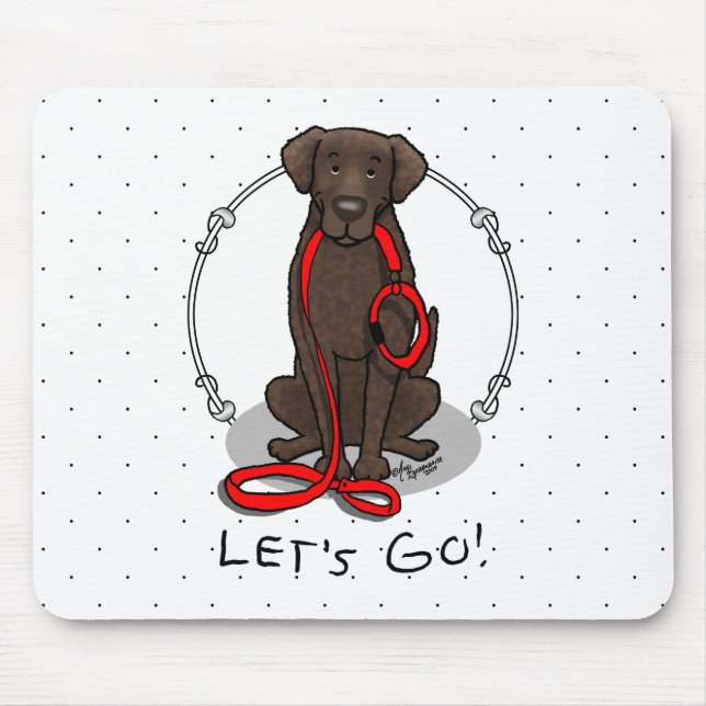 Alfombrilla De Ratón Let's Go! Walk Curly-Coated Retriever Dog (liver) (Frente)