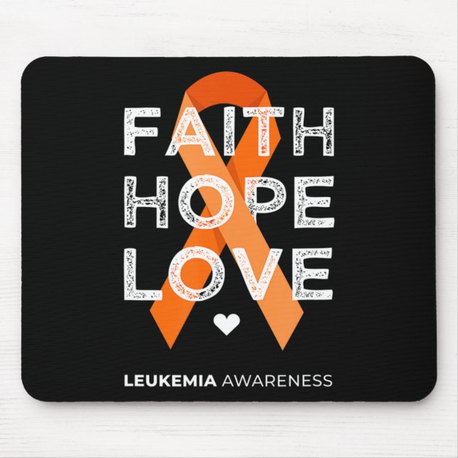 Alfombrilla De Ratón Leukemia Fe Hope Love Naranja Ribbon Leukemia Aw (Frente)