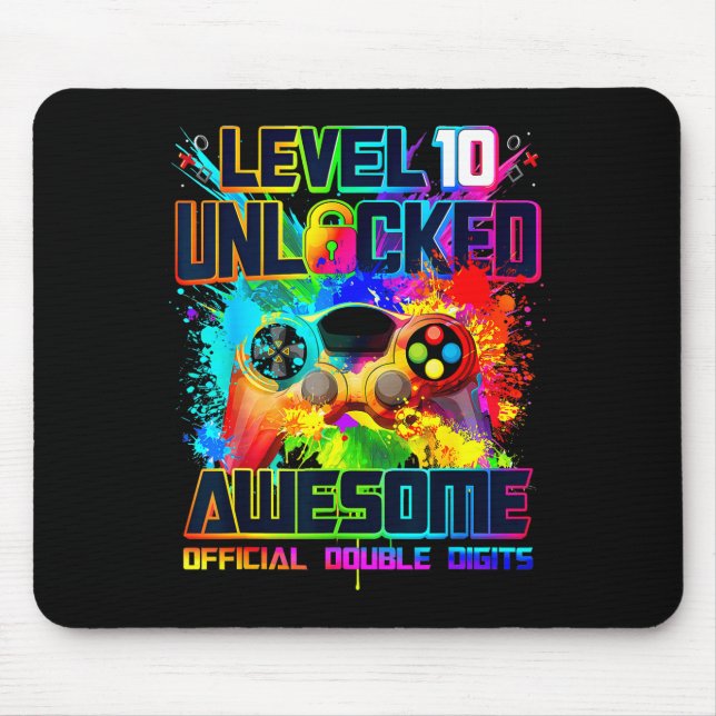 Alfombrilla De Ratón Level 10 Unlocked Awesome Gaming Birthday Boy 10th (Frente)