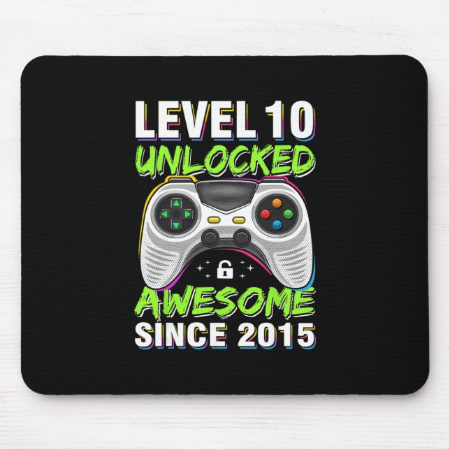 Alfombrilla De Ratón Level 10 Unlocked Awesome Since 2015 10th Birthday (Frente)