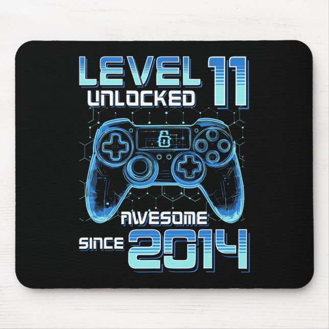 Alfombrilla De Ratón Level 11 Unlocked Video Game Party 11th Birthday G (Frente)