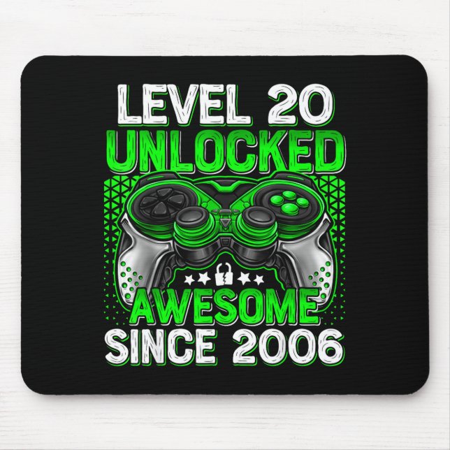 Alfombrilla De Ratón Level 20 Unlocked 20 Year Old Boys 20th Birthday B (Frente)