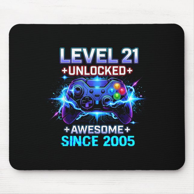Alfombrilla De Ratón Level 21 Unlocked Awesome Since 2005 21st Birthday (Frente)