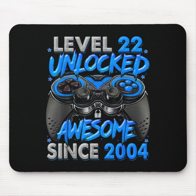 Alfombrilla De Ratón Level 22 Unlocked Awesome Since 2004 22nd Birthday (Frente)