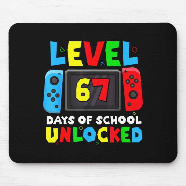 Alfombrilla De Ratón Level 67 Days Of School Unlocked Gamer Video Funny (Frente)
