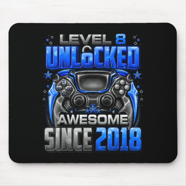 Alfombrilla De Ratón Level 8 Unlocked Awesome Since 2018 8th Birthday G (Frente)