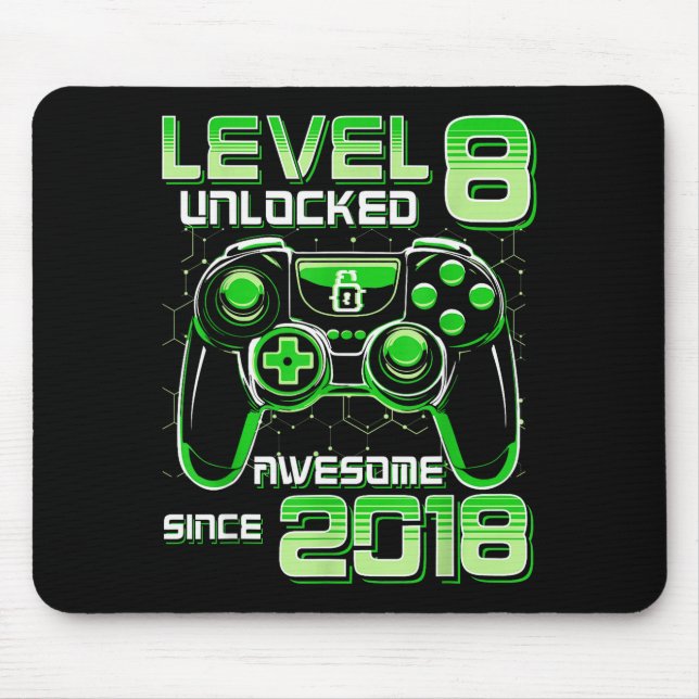 Alfombrilla De Ratón Level 8 Unlocked Awesome Since 2018 8th Birthday G (Frente)