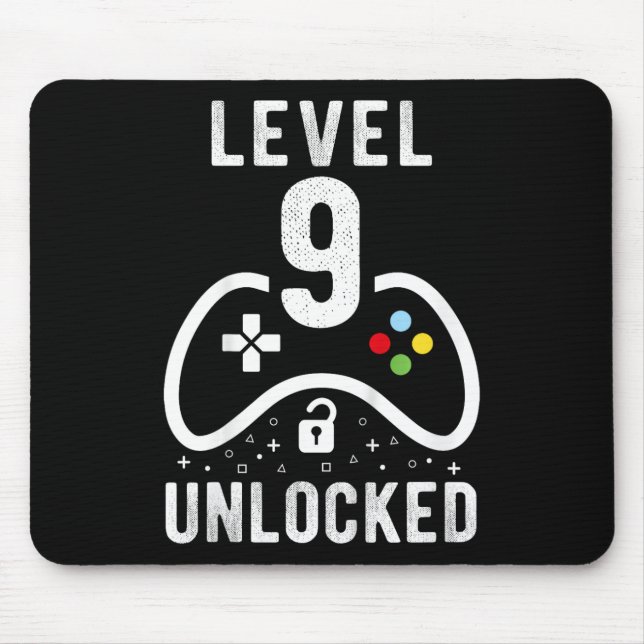 Alfombrilla De Ratón Level 9 Unlocked Video Game 9th Birthday Gift  (Frente)