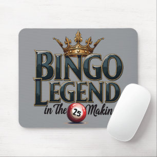 Alfombrilla De Ratón Leyenda de bingo coronada en tipografía retro de o