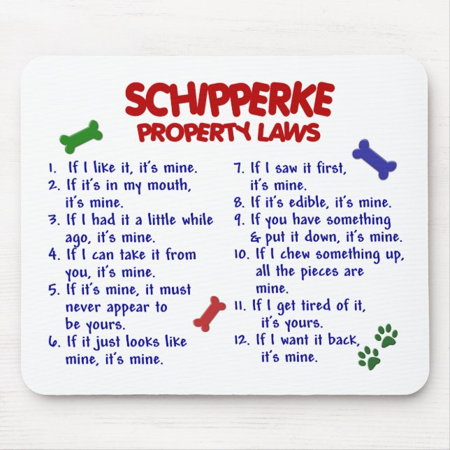 Alfombrilla De Ratón Leyes 2 de la propiedad del SCHIPPERKE (Frente)
