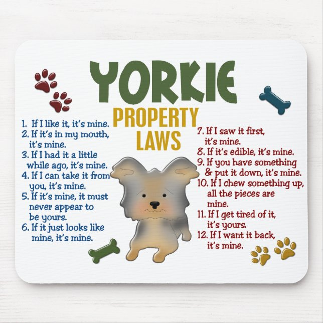 Alfombrilla De Ratón Leyes 4 de la propiedad de Yorkie (Frente)