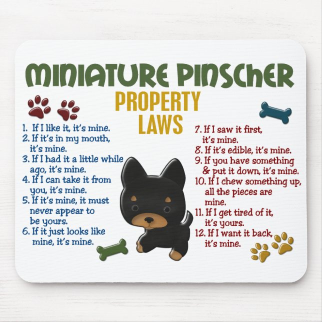 Alfombrilla De Ratón Leyes 4 de la propiedad del Pinscher miniatura (Frente)