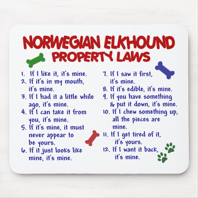 Alfombrilla De Ratón Leyes NORUEGAS 2 de la propiedad de ELKHOUND (Frente)