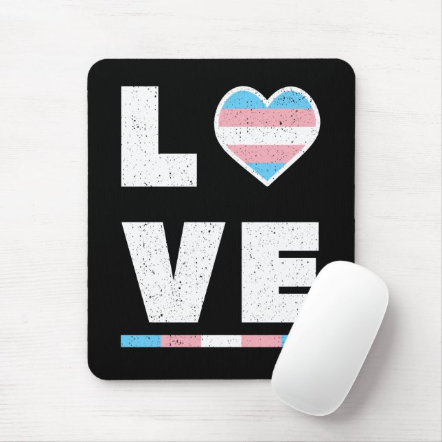 Alfombrilla De Ratón LGBT Transgender Pride Flag Distressed Grunge Love (Con ratón)