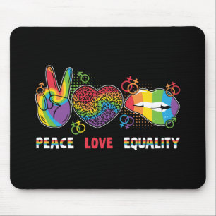 Alfombrilla De Ratón LGBTQ - Paz, amor, igualdad - Colores arcoiris