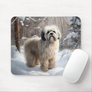 Alfombrilla De Ratón Lhasa Apso Let It Snow Navidades