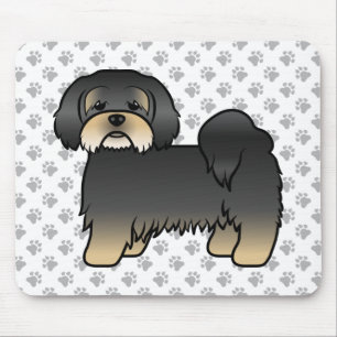 Alfombrilla De Ratón Lhasa Apso negro y bronceado perro de dibujos anim