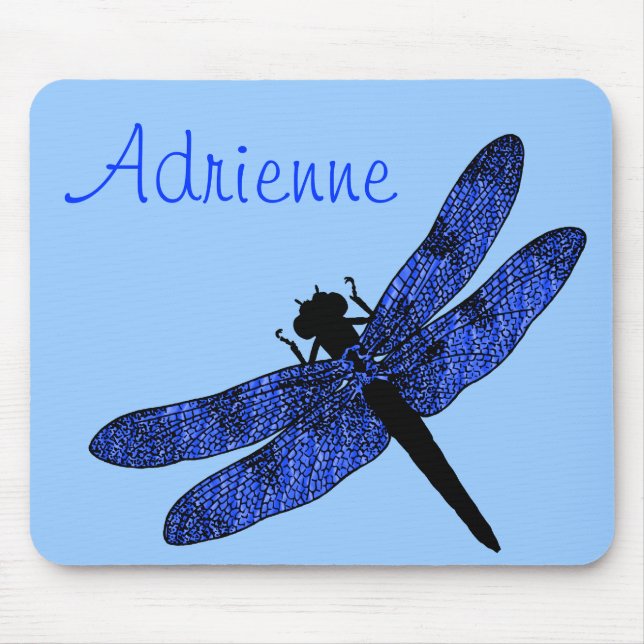 Alfombrilla De Ratón Libélula Alada Azul Personalizada (Frente)