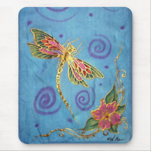 Alfombrilla De Ratón Libélula pintada seda Mousepad