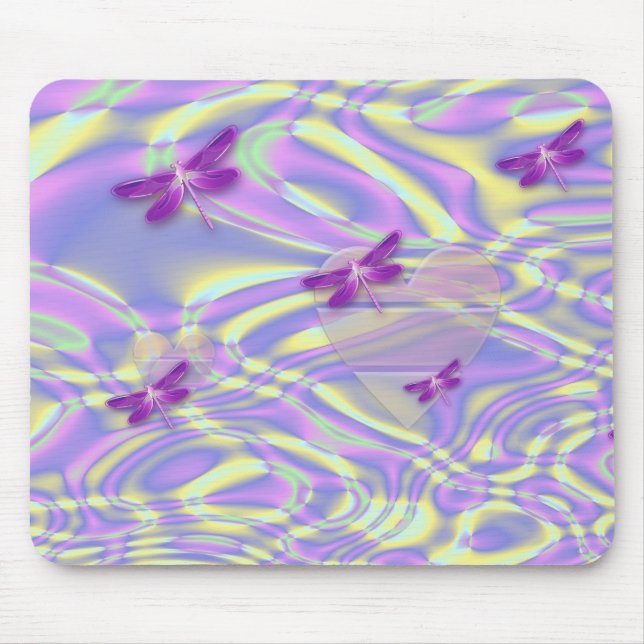 Alfombrilla De Ratón Libélulas y corazones (Frente)