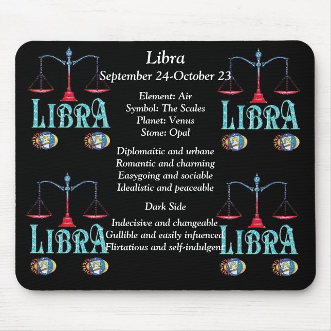 Alfombrilla De Ratón Libra Rótulo de nacimiento Zodiac Mouse Pad (Frente)