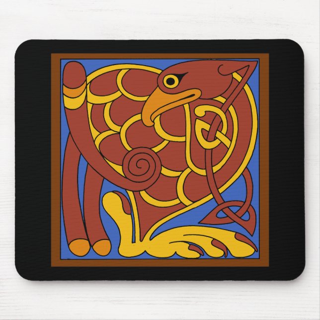 Alfombrilla De Ratón Libro De Kells Celtic Knot Pájaro Medieval (Frente)