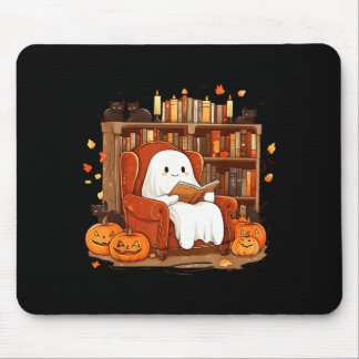 Alfombrilla De Ratón Libro de lectura de fantasmas con gato negro Hallo