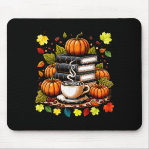 Alfombrilla De Ratón Libros Café Otoño Hojas Y Calabazas Vintage Libr