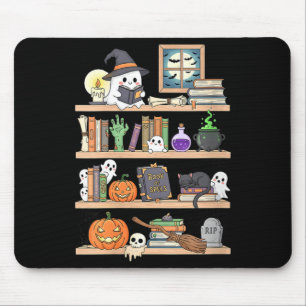 Alfombrilla De Ratón Libros de Halloween para mujeres fantasma 