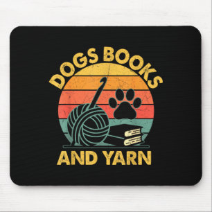 Alfombrilla De Ratón Libros de perros y lana divertido ganchillo retro
