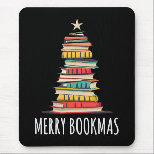 Alfombrilla De Ratón Libros del Árbol de Navidad Merry Bookmas