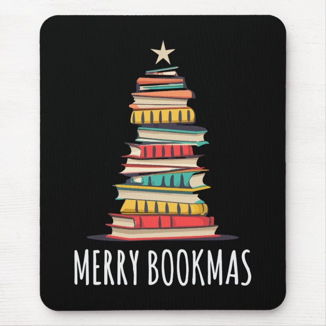 Alfombrilla De Ratón Libros del Árbol de Navidad Merry Bookmas (Frente)