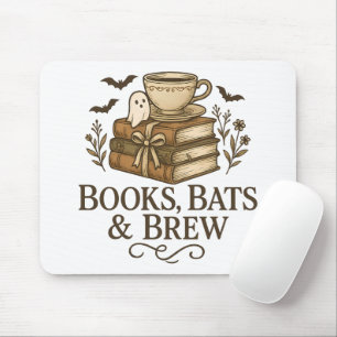 Alfombrilla De Ratón Libros Murciélagos Cerveza Arte de lector de café