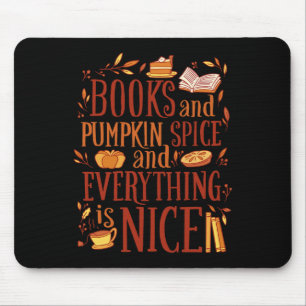 Alfombrilla De Ratón Libros y especias de calabaza y todo lindo f