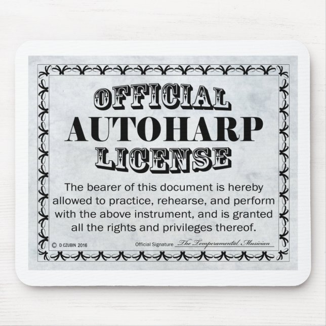 Alfombrilla De Ratón Licencia Autoharp (Frente)
