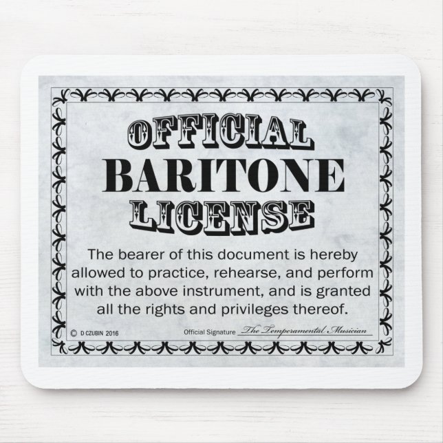 Alfombrilla De Ratón Licencia Baritone (Frente)