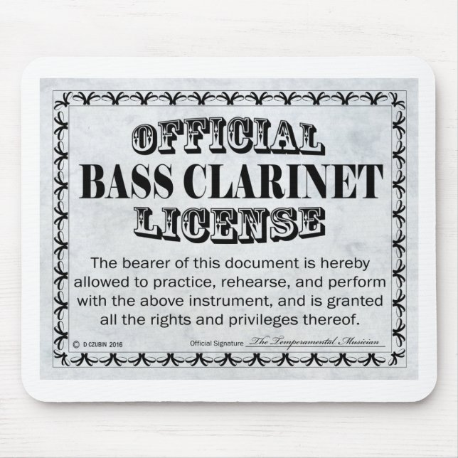 Alfombrilla De Ratón Licencia Bass Clarinet (Frente)