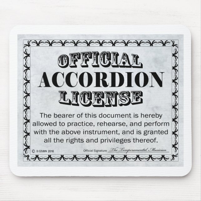 Alfombrilla De Ratón Licencia de acordeón (Frente)