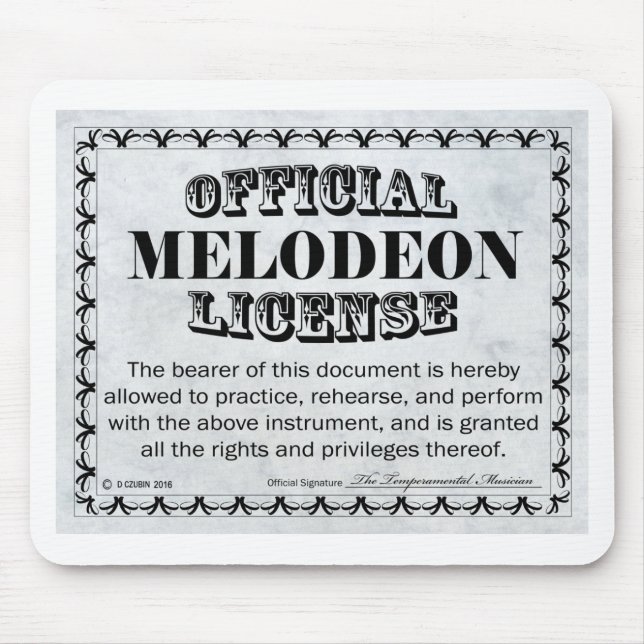 Alfombrilla De Ratón Licencia de Melodeon (Frente)