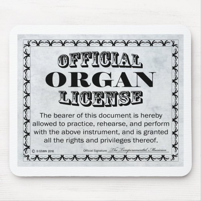 Alfombrilla De Ratón Licencia de órganos (Frente)